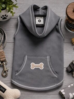 Gray Dog Hoodie with Bone Pocket | Size: Small Brand NEW